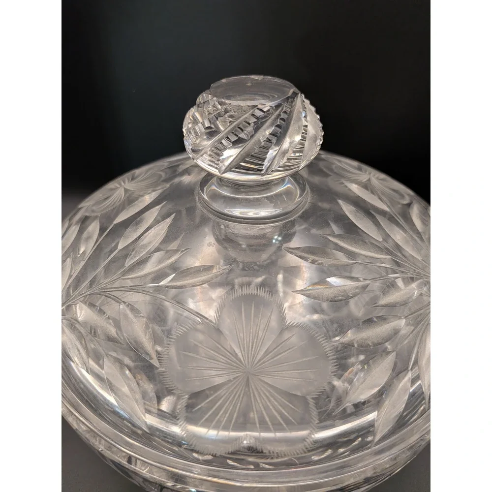 Vintage Heavy Cut Glass Crystal Covered Server